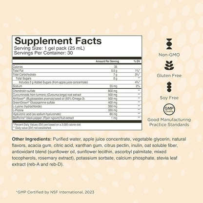 Healthycell Joint Health & Mobility - Glucosamine Chondroitin Joint Support Supplement with Curcumin and Hyaluronic Acid for Joint Comfort, Flexibility, Relief - Maximum Absorption - 30 Gel Packs
