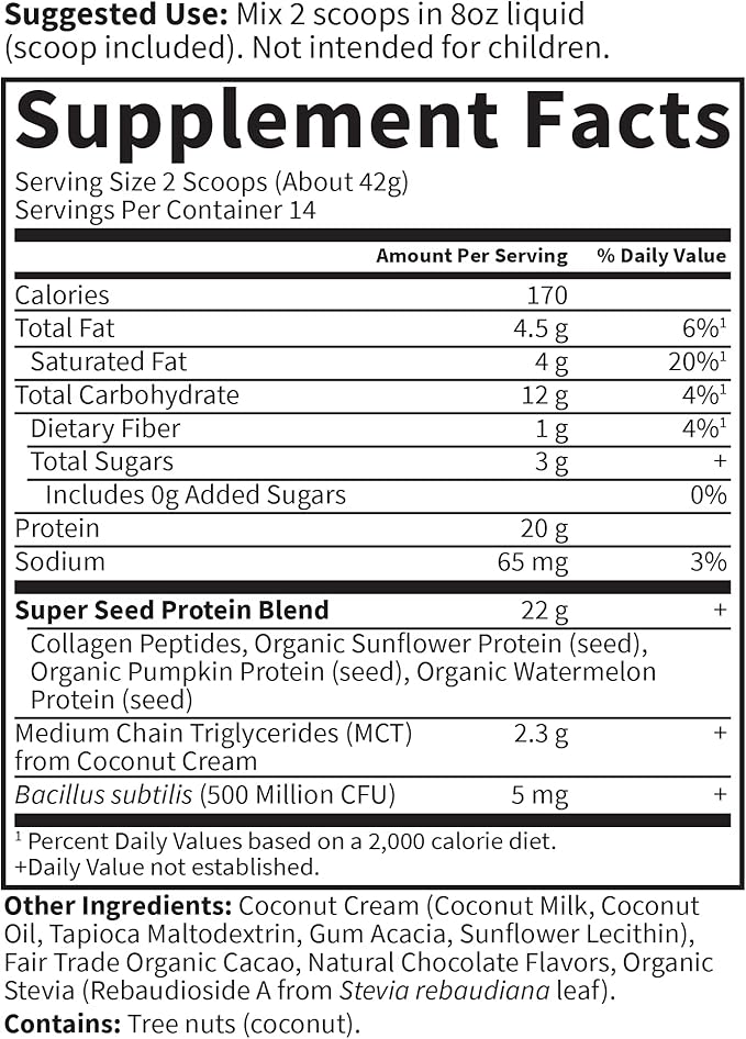 Garden of Life Grass Fed Collagen Protein Powder - Chocolate, 14 Servings, Collagen Powder for Joints Mobility Muscle Repair, Collagen Peptides Super Seeds Coconut MCTs, Keto Collagen Supplements