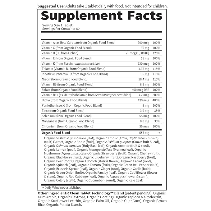 Garden of Life Organics Men's Once Daily Whole Food Multivitamin - 60 Tablets, Vegan Mens Multi for Health & Well-Being, Organic Mens Vitamins & Minerals, Vitamin C, Zinc