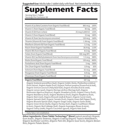 Garden of Life Organics Men's Once Daily Whole Food Multivitamin - 60 Tablets, Vegan Mens Multi for Health & Well-Being, Organic Mens Vitamins & Minerals, Vitamin C, Zinc