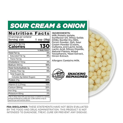 Twin Peaks Low Carb, Keto Friendly Protein Puffs, Sour Cream & Onion (300g, 21g Protein, 2g Carbs)