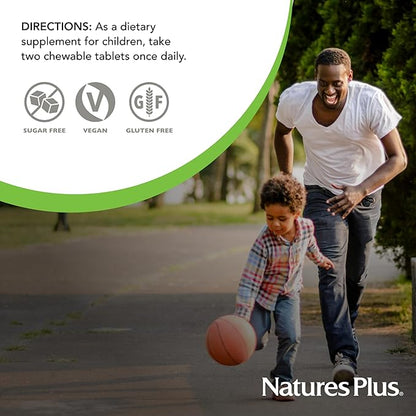 NaturesPlus Animal Parade Sugar-Free Children's Calcium, Vanilla Sundae Flavor - 90 Chewable Animal Shaped Tablets - Magnesium for Bone Health - Gluten Free - 45 Servings