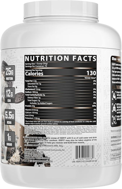 Nutrex Research IsoFit Whey Protein Powder Instantized 100% Whey Protein Isolate (70 Servings, Cookies & Cream)