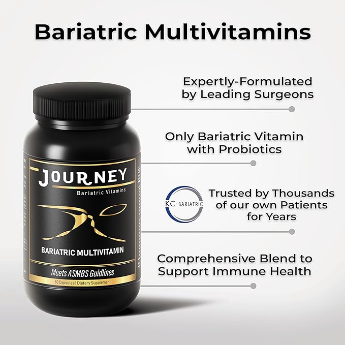 Journey Bariatric Multivitamin Supplement with Probiotics & Iron | Complete Essential Nutrients for Pre- & Post-Surgery Health