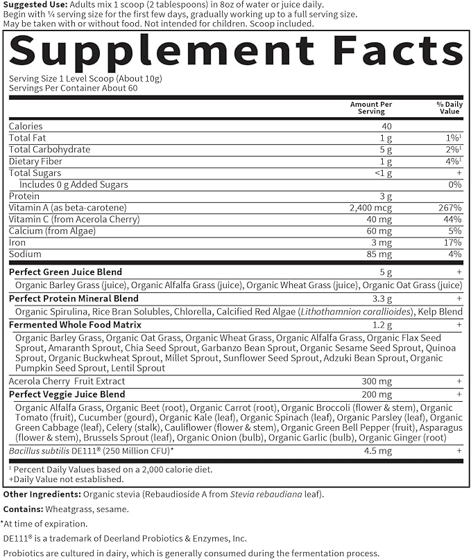 Garden Of Life Whole Food Vegetable Supplement - Perfect Food Green Superfood Dietary Powder, 600g