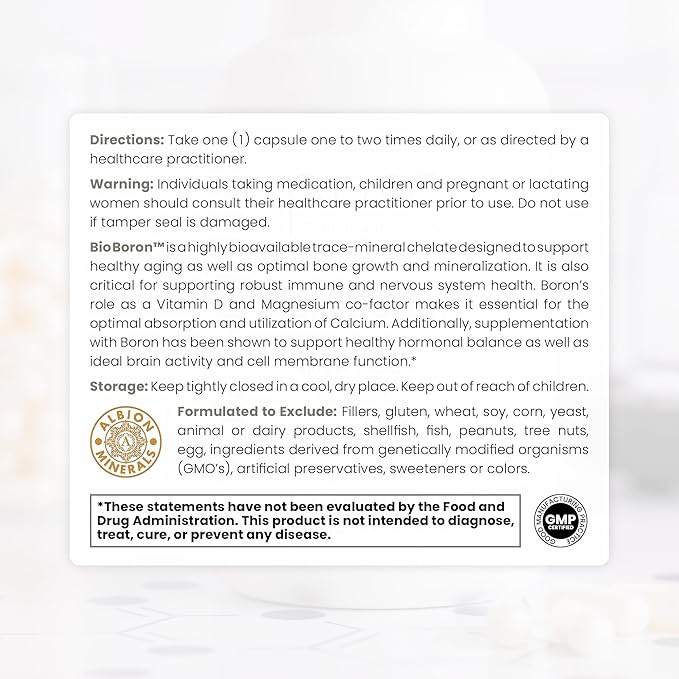 Pure TheraPro Rx Bio Boron, 30mg/Capsule, 90 Capsules, Bororganic Glycine Boron Supplements for Men & Women, Vegan Mineral Supplements for Bones, Cardiovascular Function & Immunity Support