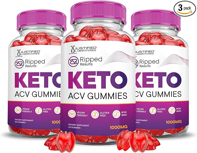 (3 Pack) Ripped Results Keto ACV Gummies Advanced Formula 1000MG Ripped Results Keto Gummies Apple Cider Vinegar Formulated with Pomegranate Beet Juice Powder B12 Vegan Non GMO 180 Gummys