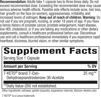 Nature's Way 7-KETO, DHEA Metabolite, Metabolism Support Supplement*, 25mg Potency Per Serving, 60 Capsules