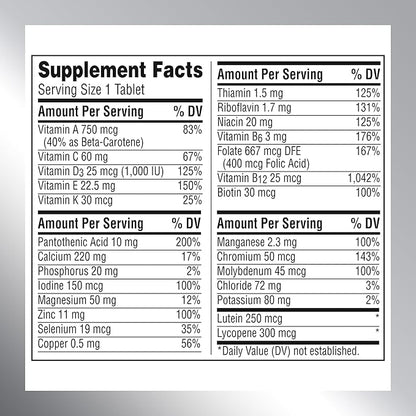 Centrum Minis Silver Multivitamin Tablet for Adults 50 Plus, Multimineral Supplement, Vitamin D3, B-Vitamins, Gluten Free, Non-GMO Ingredients, Supports Memory and Cognition in Older Adults - 320 Ct