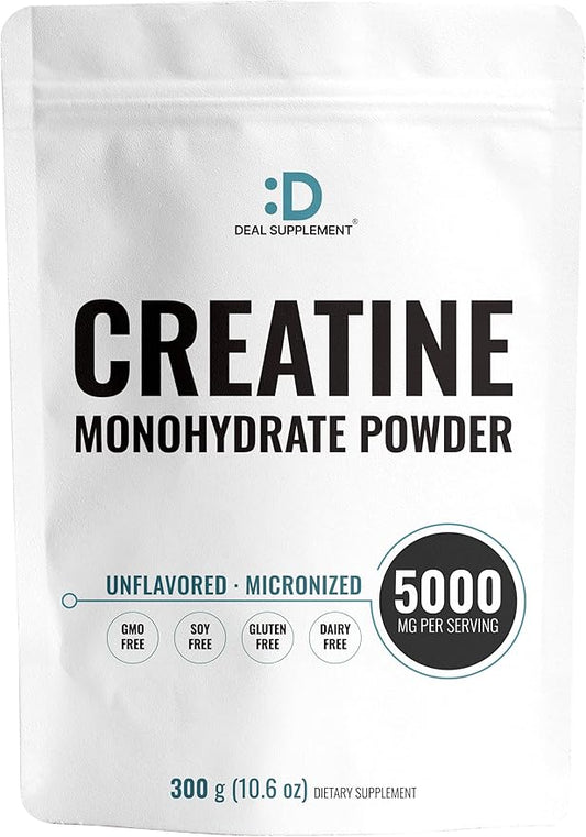 Micronized Creatine Monohydrate Powder 60 Servings - 5000mg(5g) Per Serving | Unflavored Creatine for Men & Women | Improve Performance & PreWorkout Recovery | Vegan, Keto | Non-GMO, No Filler
