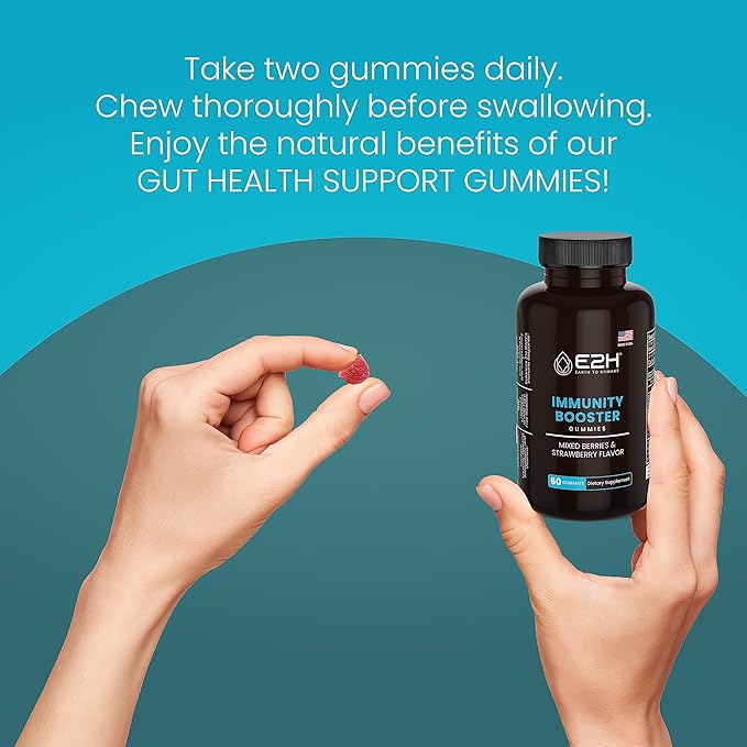E2H Immunity Support Gummies - 60 Count - Gelatin-Free, Gluten-Free, Vegan & Non-GMO