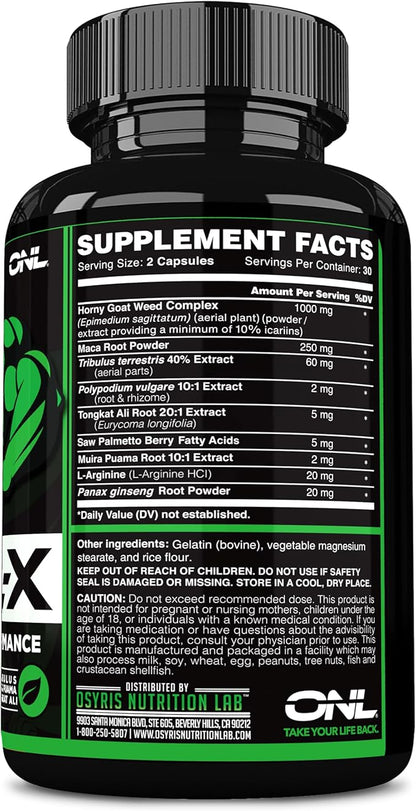 GORIL-X Testosterone Booster for Men - Workout Testosterone Supplement - Increase Size, Strength & Energy - 1000mg Male Enhancing Horny Goat Weed - Maca Root, Tongkat Ali & Tribulus Terrestris 60 Caps
