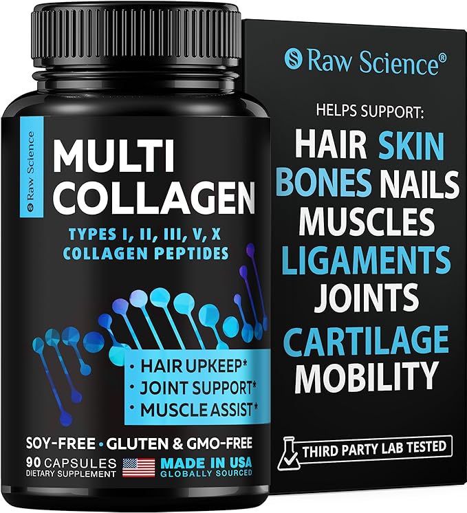 Multi Collagen Pills - Collagen Supplements for Women & Men, Bovine Collagen Bone Supplements, Hydrolyzed Collagen for Skin, Hair & Nails - Made In USA, Gluten Free 90 Multi Collagen Peptides Capsules