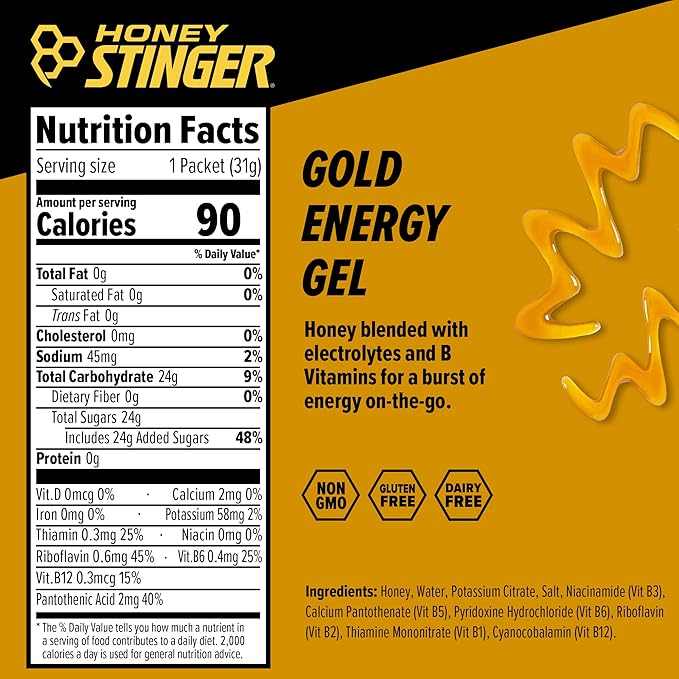 Honey Stinger Energy Gel Variety Pack | 5 Packs Each of Gold and Organic Fruit Smoothie | Gluten Free & Caffeine Free | For All Exercises | Sports Nutrition for Home & Gym, Pre and Mid Workout