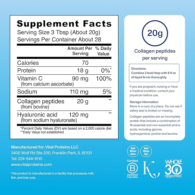 Vital Proteins Collagen Peptides, Unflavored, 20 oz