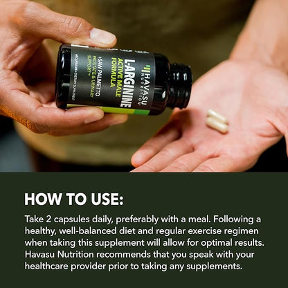 L Arginine Saw Palmetto for Men Prostate Supplement - Nitric Oxide (NO) & Prostate Support Supplement for Ultimate Male Health - Endurance Performance & Urinary Health - Vegan, 60 Count 1 Month Supply