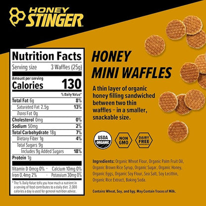 Honey Stinger Organic Mini Honey Waffles | Energy Stroopwafel for Exercise, Endurance and Performance | Sports Nutrition for Home & Gym, Pre and Post Workout | 5 Bags, 26.5 Ounce