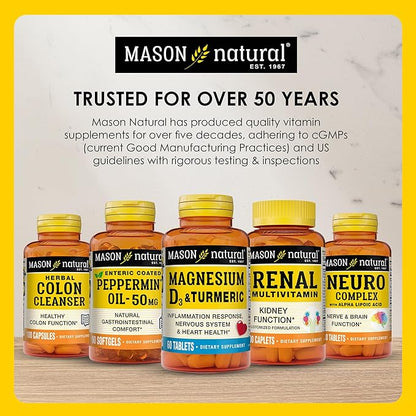MASON NATURAL Daily Mini Multi Vitamins with Iron, Vitamins A, C, D, E, B1, B2, B3, B6, B12, Folate & Calcium, 100 Day Supply