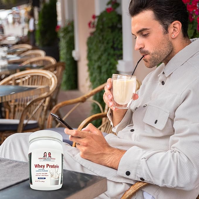 Grass Fed Whey Protein, BCAAs Rich Lean Body Protein Shake for Meal Replacement & Post Workout Recovery, 19g of Protein, No Artificial Sweeteners, Vanilla, 12 Oz