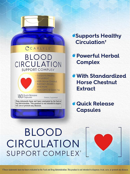 Carlyle Blood Circulation Supplement | 180 Capsules | Supports Healthy Circulation | Non-GMO, Gluten Free