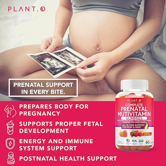 Prenatal Gummies for Women with DHA, Folate, Vitamin B C D | Delicious Multivitamin Blend for Fetal and Neural Support, Bones, Energy & Immunity During Pregnancy