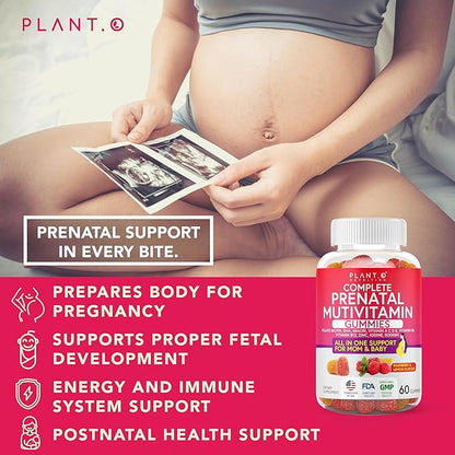 Prenatal Gummies for Women with DHA, Folate, Vitamin B C D | Delicious Multivitamin Blend for Fetal and Neural Support, Bones, Energy & Immunity During Pregnancy