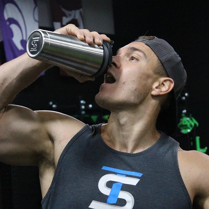 Ice Shaker Insulated Stainless Steel Shaker Bottle | 26oz , Stainles Steel | Cold for 30+ Hours | Insulated Cup with Twist-on Agitator | Odor-Free Shaker Cup for Protein Shakes, Water, Smoothies, Cocktails