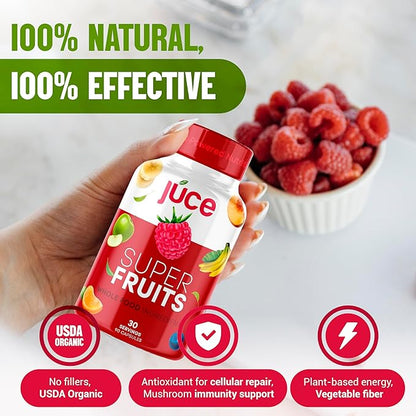 Júce Super Fruits & Super Veggies Capsules - Gluten/Gelatin Free, Non GMO, Soy Free & Vegan - Reds & Greens Superfood Capsules - 23 Fruits & 23 Vegetables - 180 Count