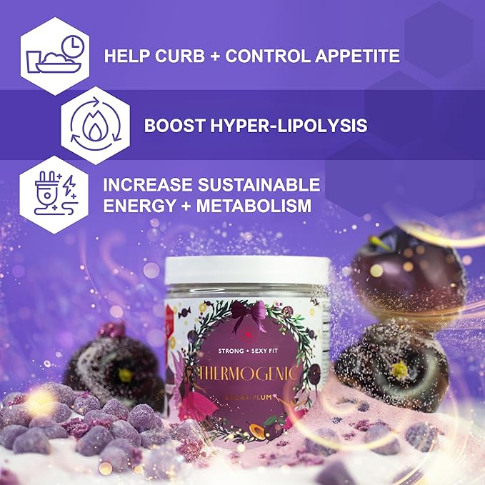 Strong + Sexy Fit, Weight & Diet Support Health Supplement, Workout Drink Powder, Natural Energy with Green Tea Extract, Appetite & Metabolism Support, Supplements for Women, Sugarplum Flavor, 30 Svg