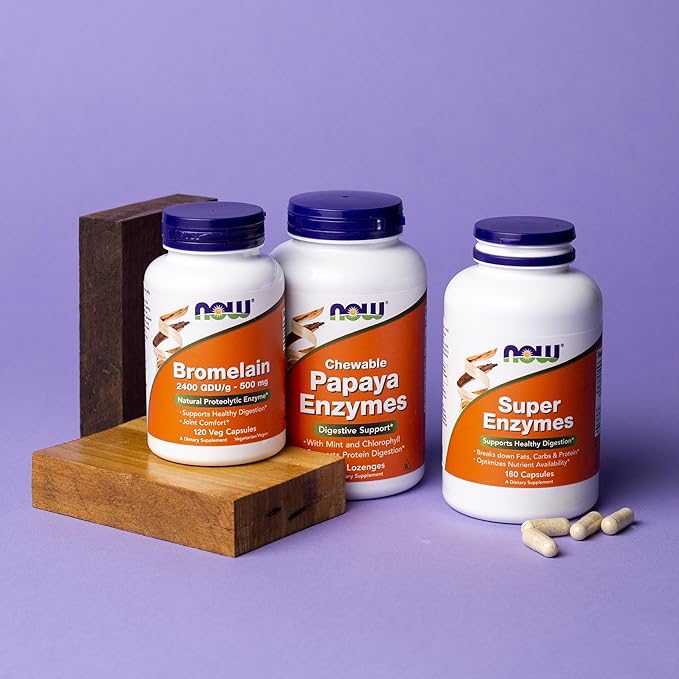 NOW Foods Supplements, Super Enzymes, Formulated with Bromelain, Ox Bile, Pancreatin and Papain, Super Enzymes,90 Capsules