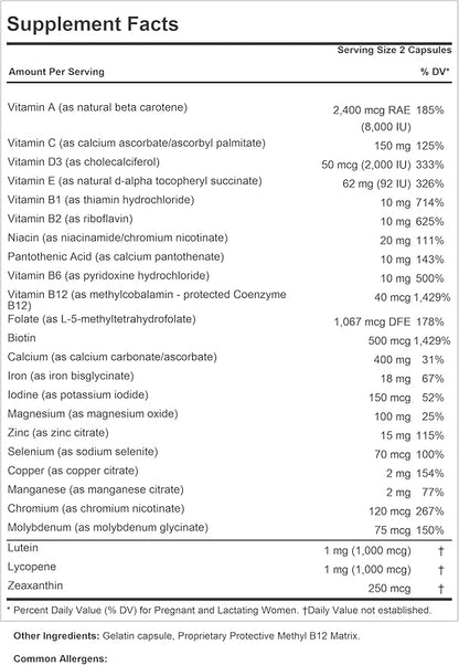 ANDREW LESSMAN Prenatal Essentials 60 Capsules - Complete Prenatal Vitamins for Women, No Additives Prenatal Multivitamin, Nutrients for Womens Prenatal & Postnatal - Methylfolate Prenatal with Iron