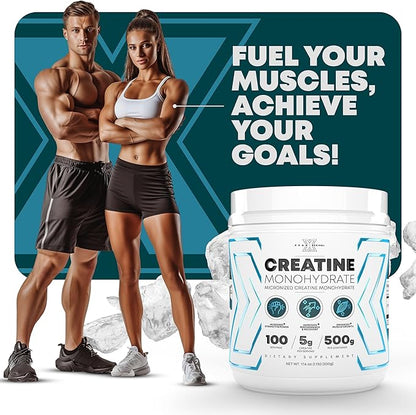Performance Micronized Creatine Monohydrate Powder Supplement, 5000mg (5g), 100 Servings, Unflavored, Gluten Free, Non-GMO, Vegan