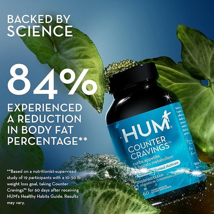 HUM Counter Cravings - Chromium Craving Suppressants with L-Theanine, Seaweed Extract & Forskolin to Support a Healthy Lifestyle (60-Count)
