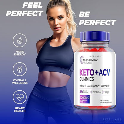 Metabolic Solutions Keto ACV Gummies, Metabolic Solutions Keto+ACV Gummies for Advanced Weight Loss, Apple Cider Vinegar, Official MetabolicSolutions Keto Plus ACV Reviews (60 Gummies)