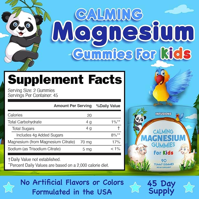 Infusions Calm Magnesium Gummies for Kids 90 Count - Soft and Delicious Healthy Muscle Bone & Energy Support Vegan Friendly & Non-GMO (2)