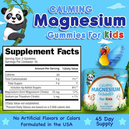 Infusions Calm Magnesium Gummies for Kids 90 Count - Soft and Delicious Healthy Muscle Bone & Energy Support Vegan Friendly & Non-GMO (2)