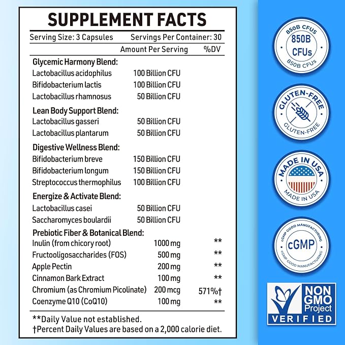 Probiotics for Men, Advanced 50+ Mens Probiotic, Comprehensive Gut & Energy Support with 850 Billion CFU, 1800mg Prebiotics Fiber – Tailored Wellness mens probiotics for gut health over 50, 990Capsule