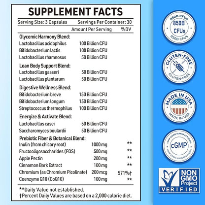 Probiotics for Men, Advanced 50+ Mens Probiotic, Comprehensive Gut & Energy Support with 850 Billion CFU, 1800mg Prebiotics Fiber – Tailored Wellness mens probiotics for gut health over 50, 990Capsule