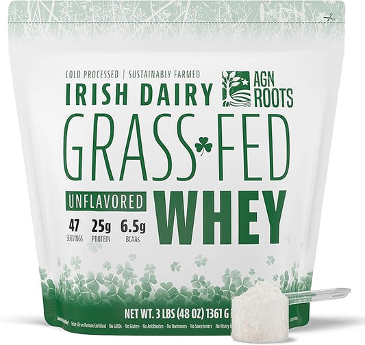Grass Fed Whey Protein Powder Isolate - Unflavored - Unsweetened - Certified Entire Life On Pasture - A Greener World - ASPCA Registered Brand List - Informed-Sport - 3lbs