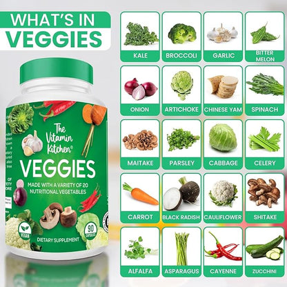 Fruit and Veggie Supplements-90 Fruits, 90 Veggies Capsules to Boost Energy Level - Whole Food Fruits and Vegetable from Super Foods - Made in USA - Soy & Vegan Free (Pack of 2)…