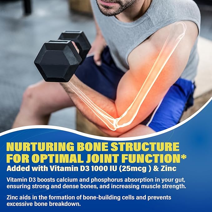 Sugar Free Glucosamine Chondroitin MSM Filled Gummies 3100mg - Joint Support Supplement - Plus Turmeric, Boswellia, Hyaluronic Acid & Vitamin D3, Mobility, Comfort, Flexibility & Bone Support, 60Cts