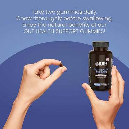 E2H Gut Support Gummies - 60 Count - Gelatin-Free, Gluten-Free, Vegan & Non-GMO
