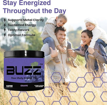 Morning Buzz Energy Powder Grape Drink - Energy Boost Drink Mix - Sugar-Free Energy with Antioxidants - Morning Kickstart and Sports Nutrition Endurance Product