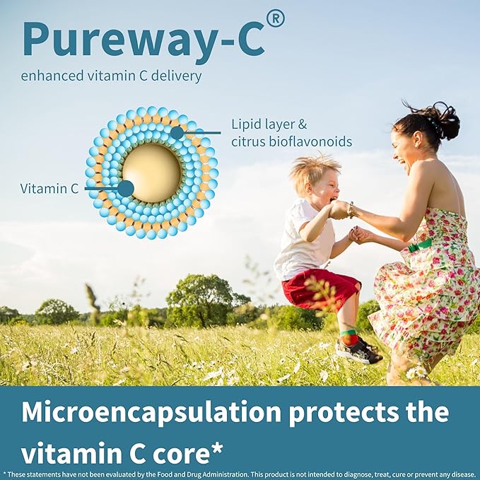 High Absorption Super Vitamin C, Clean Label Pureway-C 1000mg, Vegan Vitamin C with Bioflavonoids, 60 Servings, 24-Hour Action, Immune Health, Energy, Heart & Brain, by Igennus