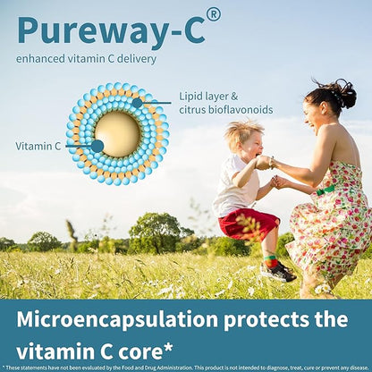 High Absorption Super Vitamin C, Clean Label Pureway-C 1000mg, Vegan Vitamin C with Bioflavonoids, 60 Servings, 24-Hour Action, Immune Health, Energy, Heart & Brain, by Igennus
