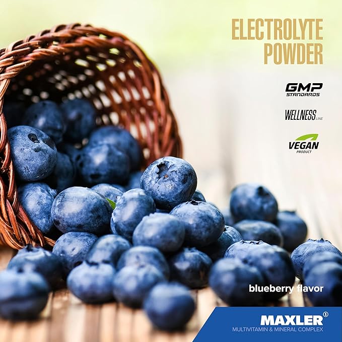 Maxler Electrolyte Powder - Hydration Powder Electrolyte Drink Mix with Trace Mineral Complex - Keto Electrolytes Powder with Natural Flavors and Sweeteners - 30 Servings - Blueberry