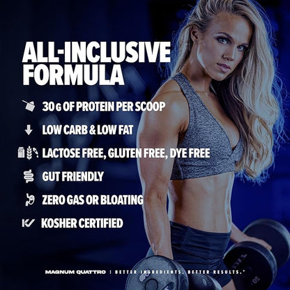 QUATTRO Magnum Nutraceuticals Whey Protein Powder, Toasted Cinnamon Cereal 2lb – Premium Protein Isolate Blend for Muscle Growth & Recovery