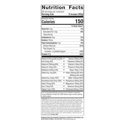 Bariatric Advantage High Protein Meal Replacement Drink Mix, Protein Powder Whey Isolate for Gastric Bypass and Sleeve Gastrectomy Patients, 27g Protein, Lactose Free - Strawberry - 28 Servings