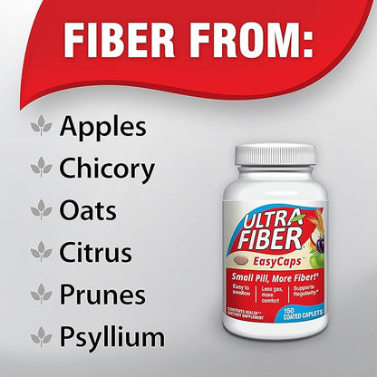 Caplets - The Small Pill with More Fiber - Fiber Support for Regularity – 150ct