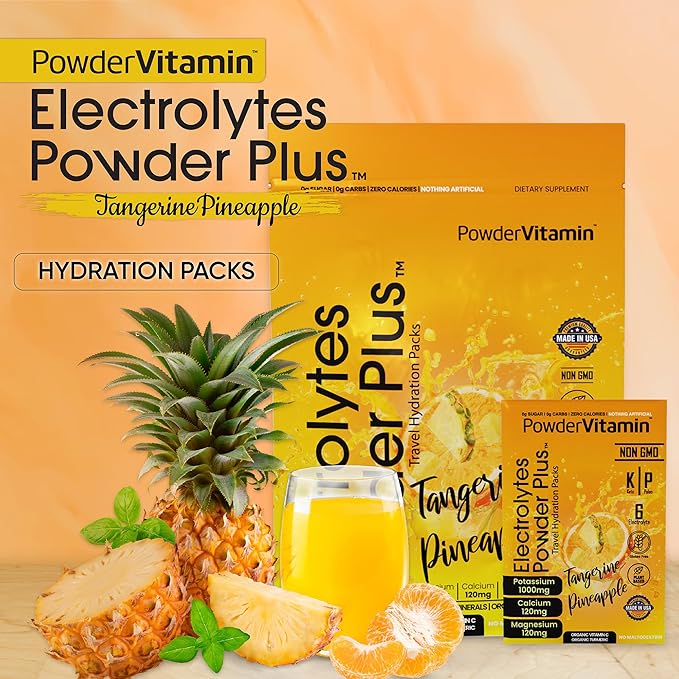 Electrolytes Powder Plus, Keto, Tangerine Pineapple, Sugar Free, 1000mg Potassium, 120mg Calcium, 120mg Magnesium, Non-GMO, Zero Calories, 30 Hydration Packets